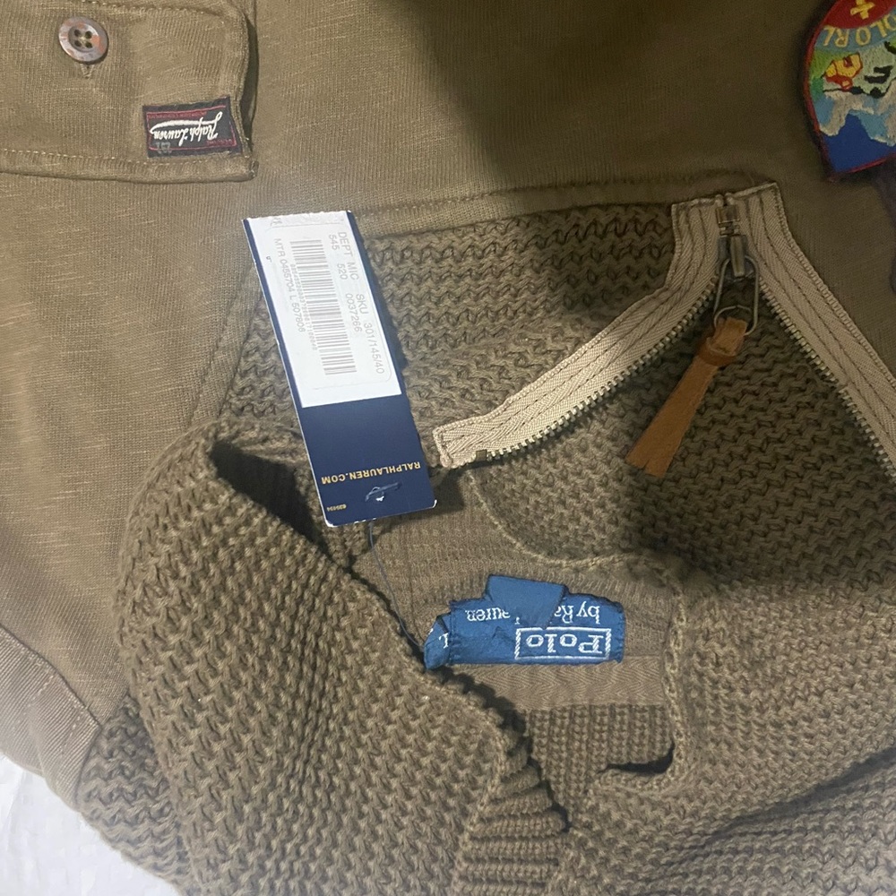 Olive green  zip sweatshirt by Ralph Lauren large, w/tags